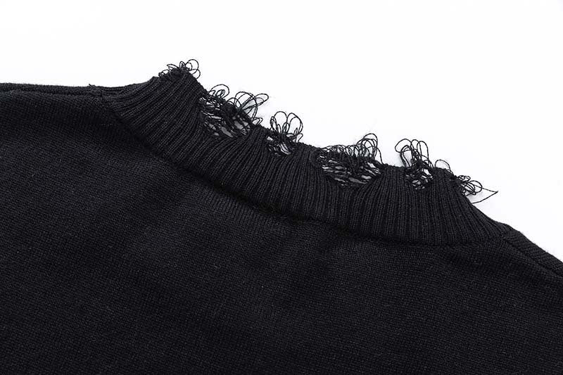 Vintage Street Trendy Mørk Ærmeløs Rundhalset Sweater