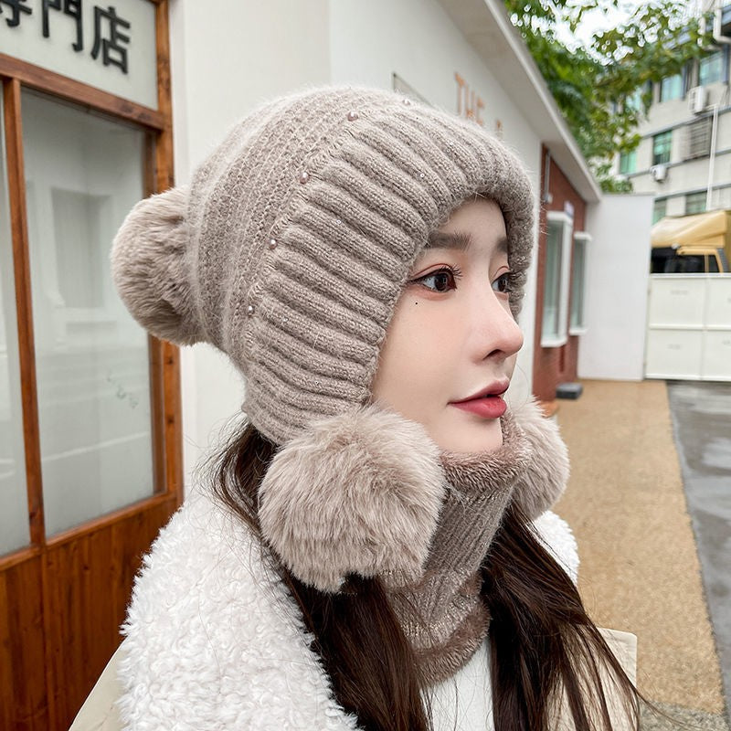 Velvet Padded Knitted Hat Ear Protection Warm