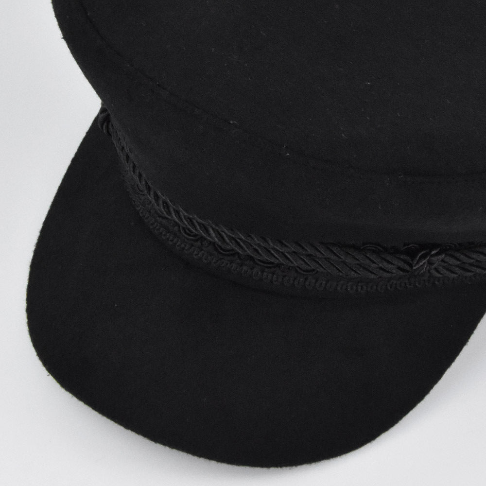 Women's Metal Buckle Octagonal Woolen Flat Hat