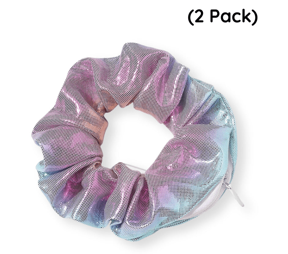 European And American Printed Satin Zipper Large Intestine Hair Ring