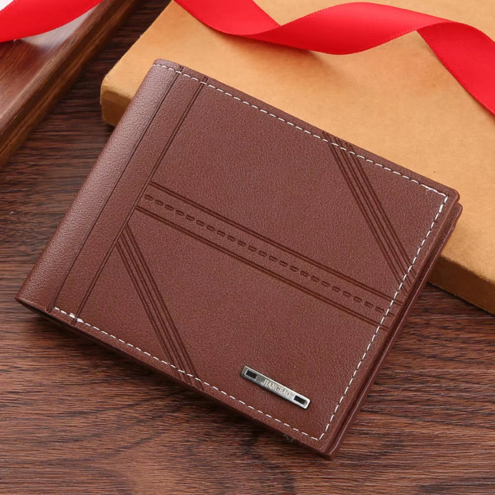 New Men'S Wallet Short Wallet Men'S Youth Fashion Thin Multi Card Large Capacity Horizontal Business Soft Leather Wallet