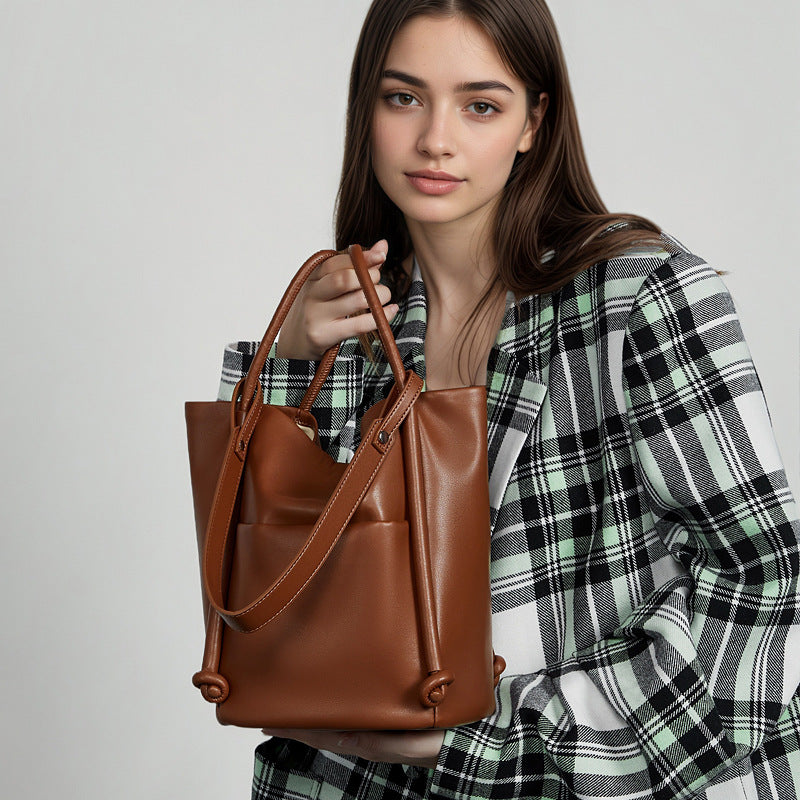 Premium Soft Cowhide Large Capacity Tote Bag Simple