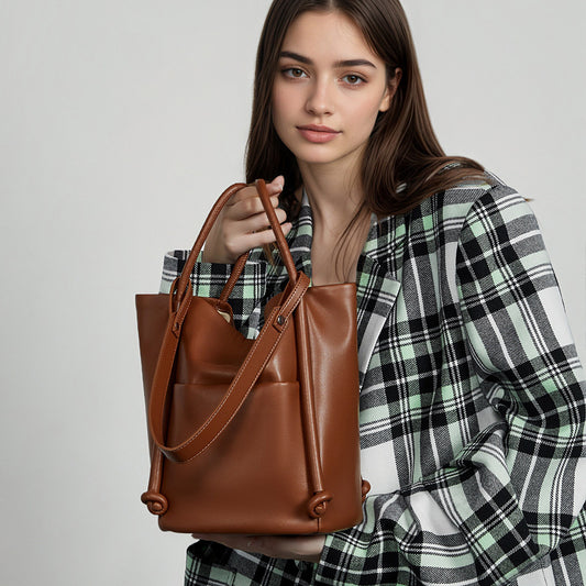 Premium Soft Cowhide Large Capacity Tote Bag Simple