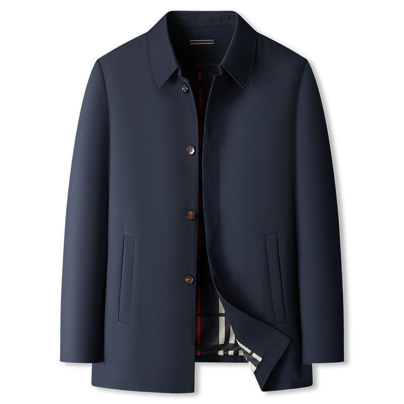 Business-casual Trench Coat For Men In Plus Sizes Executive Outerwear