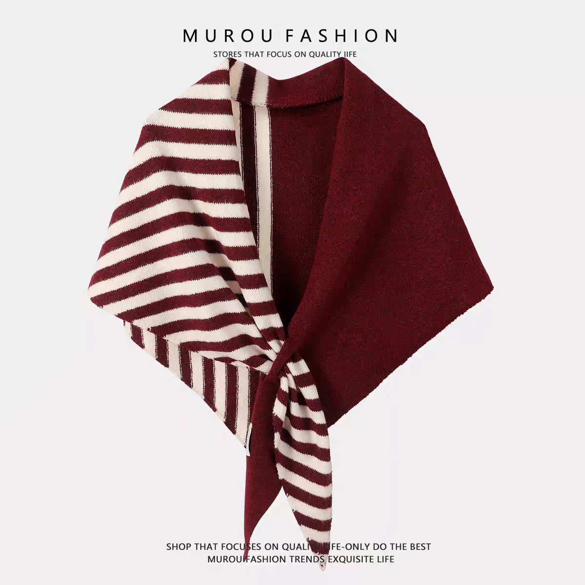 New Wool Color-block Striped Shawl For Women