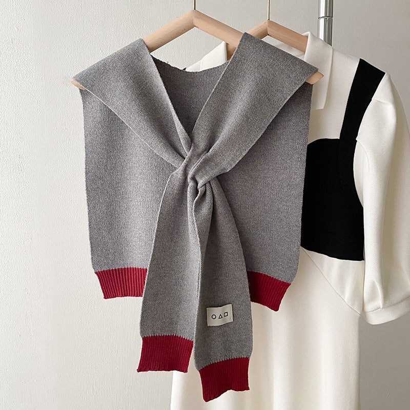 Shirt With Small Shawl Shirt Green Scarf Woolen Shoulder