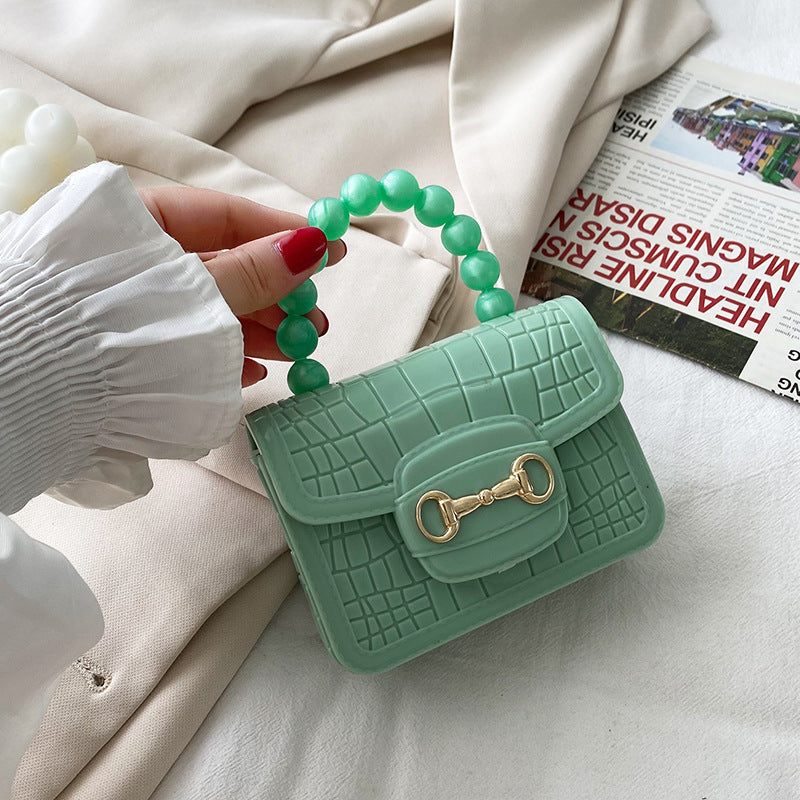 PVC Pattern Pearl Chain Lipstick Bag Fashion