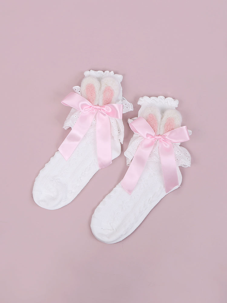 Fashion Women's S1657 Rabbit Ear Pile Socks