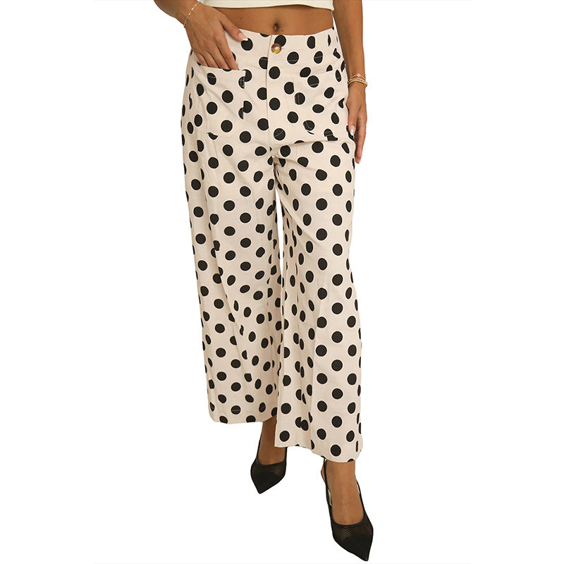 Stylish And Playful Polka-dot Print Slimming Casual Pants For Women
