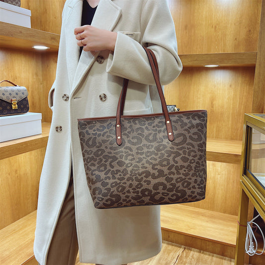 Ny Mode Trendy Gammel Blomst Leopardprint Mulepose All-match Bærbar