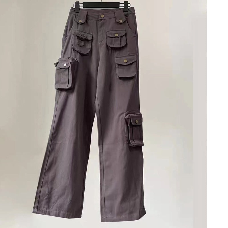 West Coast Spicy Girls Multi Pocket High Waist Military Wide Leg Pants