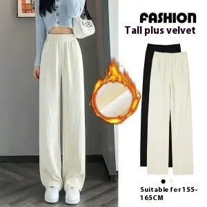 Add Fleece And Thick Wide Leg Pants For Women Small Straight Tube Loose And Thin Corduroy