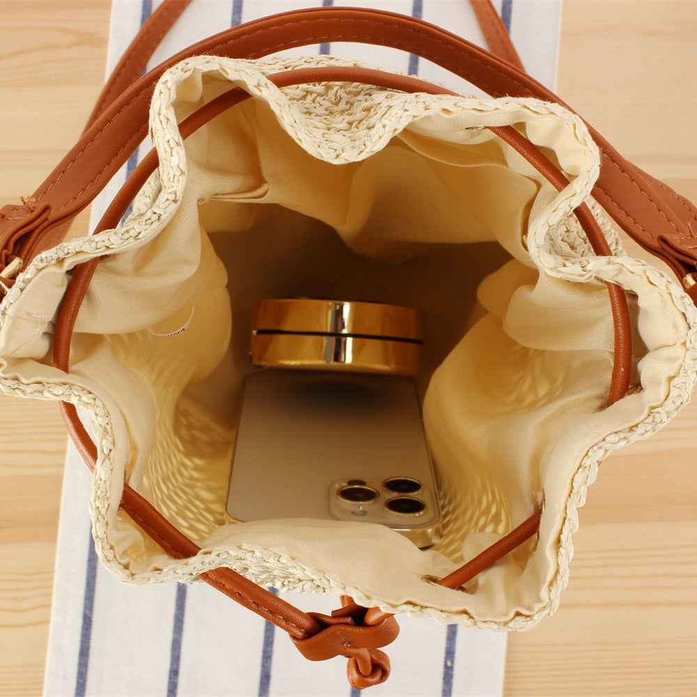 Simple Fashion All-match Handbag Bucket Woven Bag