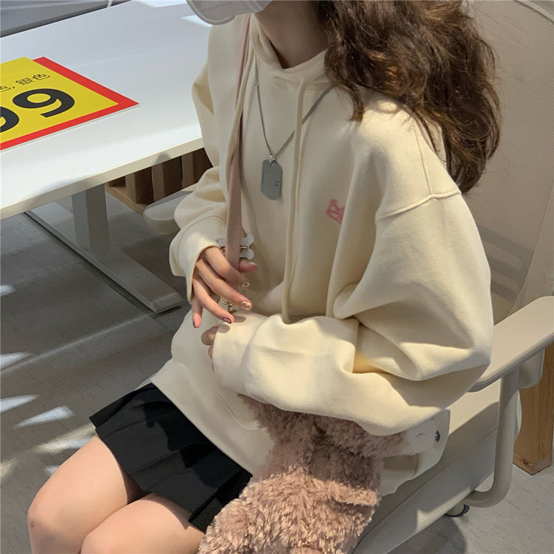 Hættetrøje, mellemlang, vestlig stil, foryngende, langærmet sweater