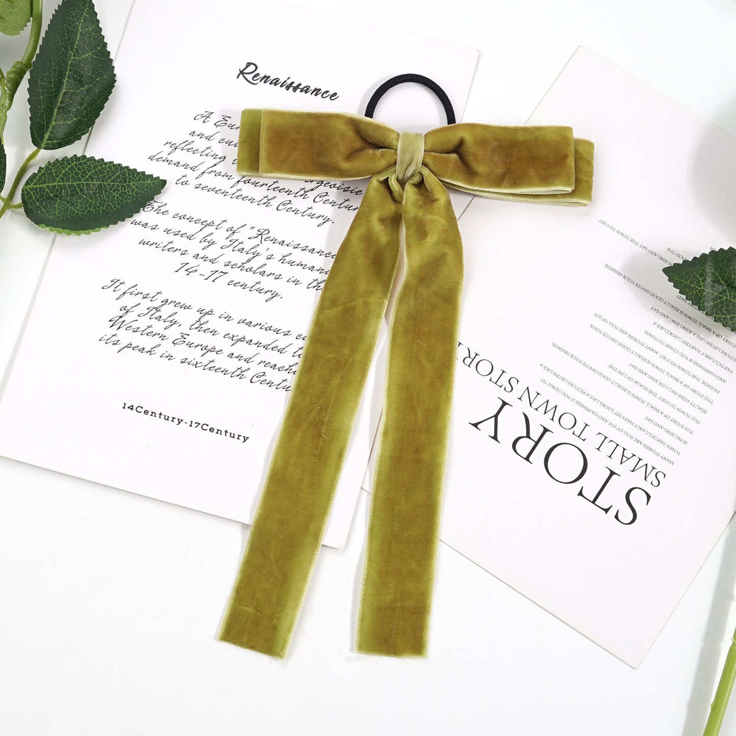 Velvet Bandeau Rubber Band Girl Bow Ribbon Horsetail Headwear