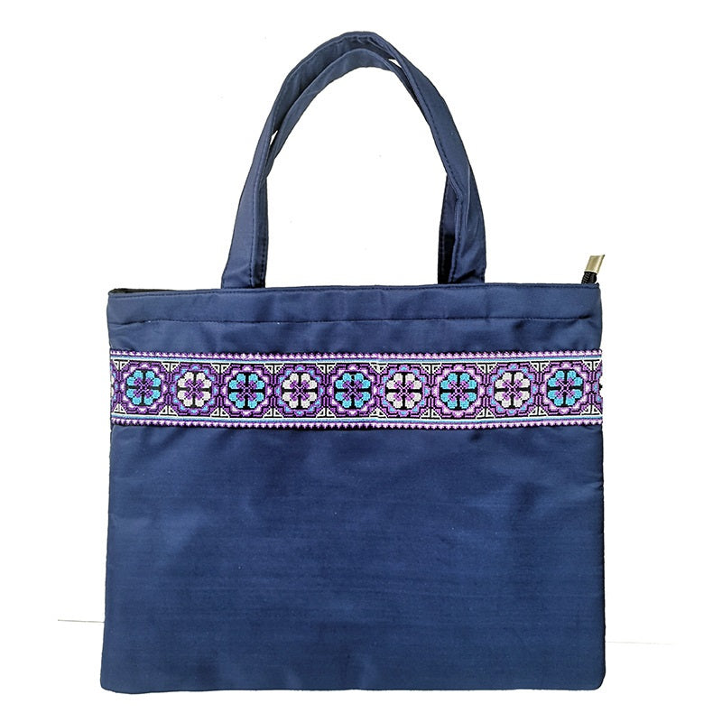 Ethnic Embroidery A4 Document Bag Zipper Data Bag