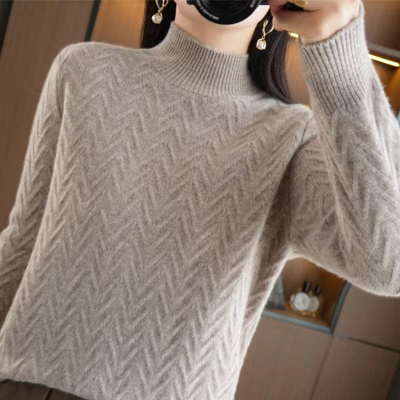 Mock Neck Sweater Women's Thick Loose All-matching