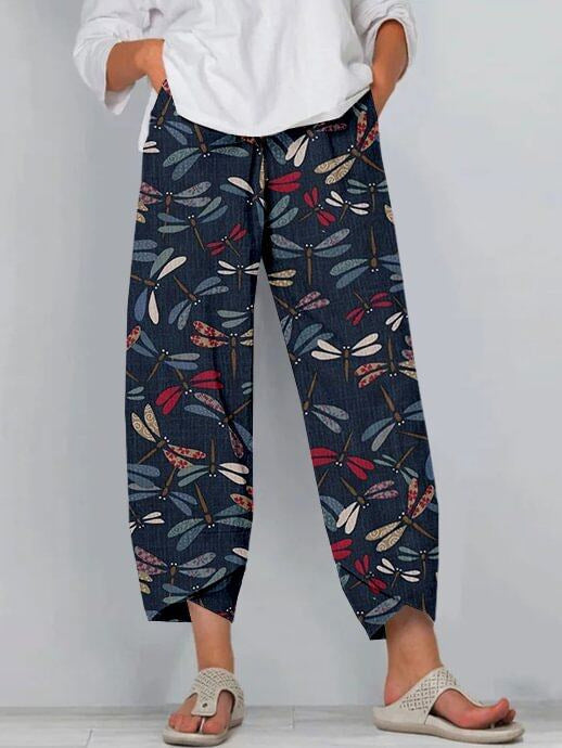 3D-printed Fashion-forward Capri Wide-leg Pants