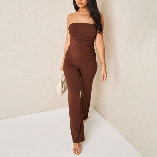 Womens Fashion Halter Top And Straight-Leg Pants Set
