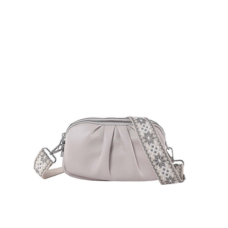 Pure Color All-matching Fashion Pleated Shoulder Niche Korean Casual Messenger Bag