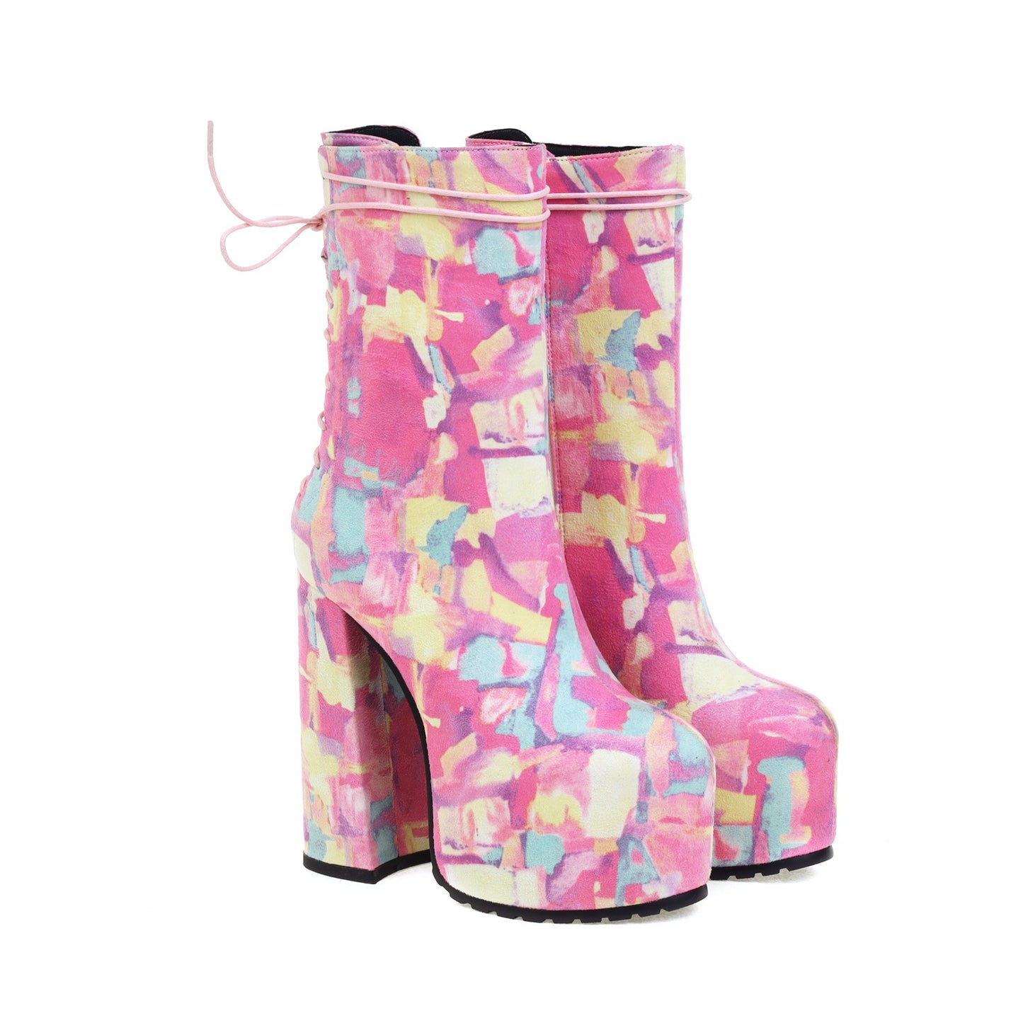 Round Toe Viscose Shoes Low Cut Faux Fur Fashion Boots
