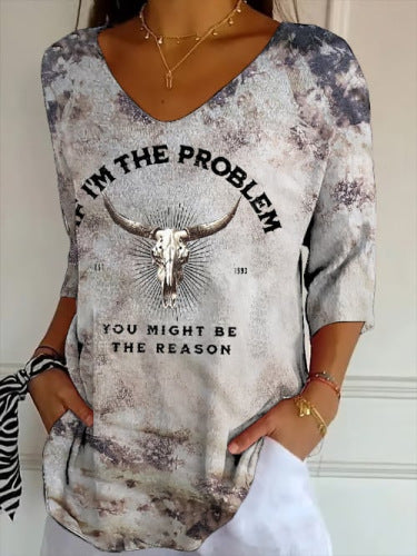 Striped Crew-neck Loose-fit Women's Top