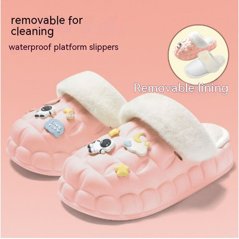 Cotton Slippers Detachable Female Home Cartoon
