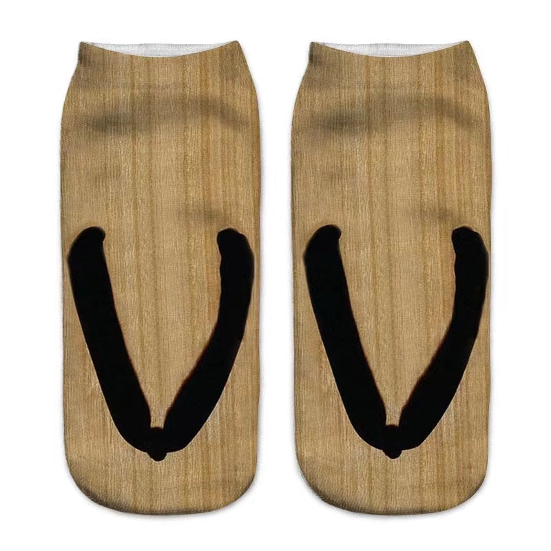 Women's Fashion Simple Flip-flop Print Socks
