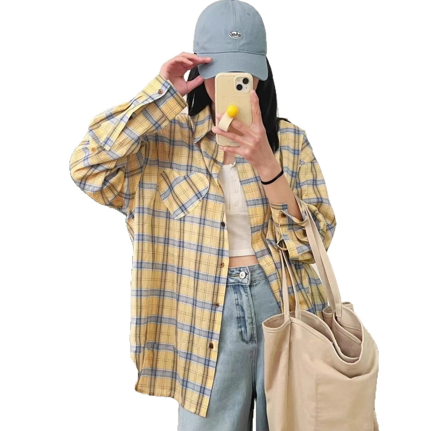 Women's Loose Casual Long Sleeve Plaid Shirt