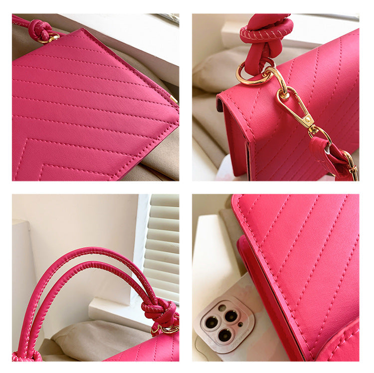 Versatile Triangle Cover Striped Small Square Bag