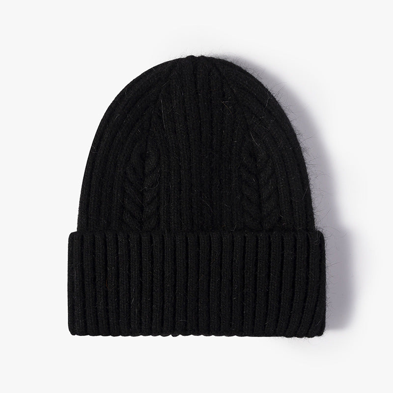 Women's Solid Color Warm Hemp Pattern Knitted Wool Hat
