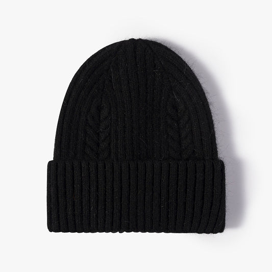 Women's Solid Color Warm Hemp Pattern Knitted Wool Hat