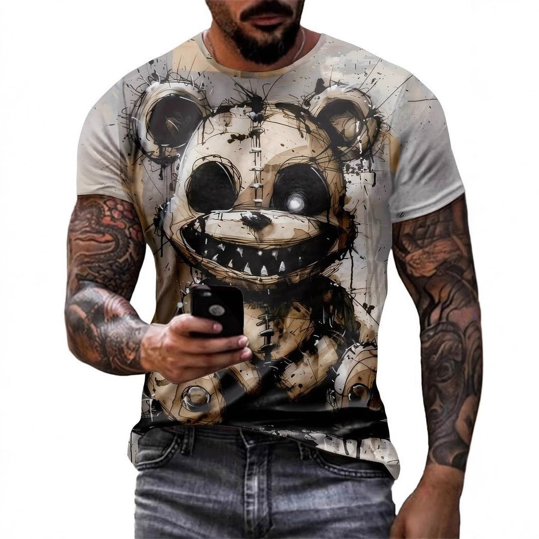 Mens Digital-Print Crew-Neck Short-Sleeve T-Shirt
