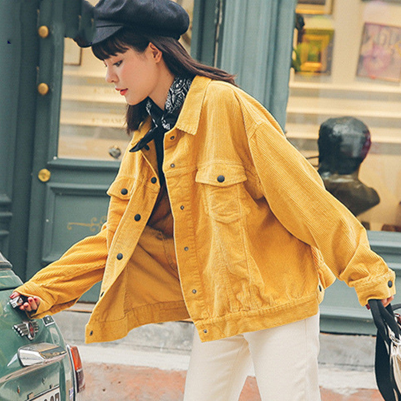 Women's Solid Color Loose New Corduroy Shirt Jacket
