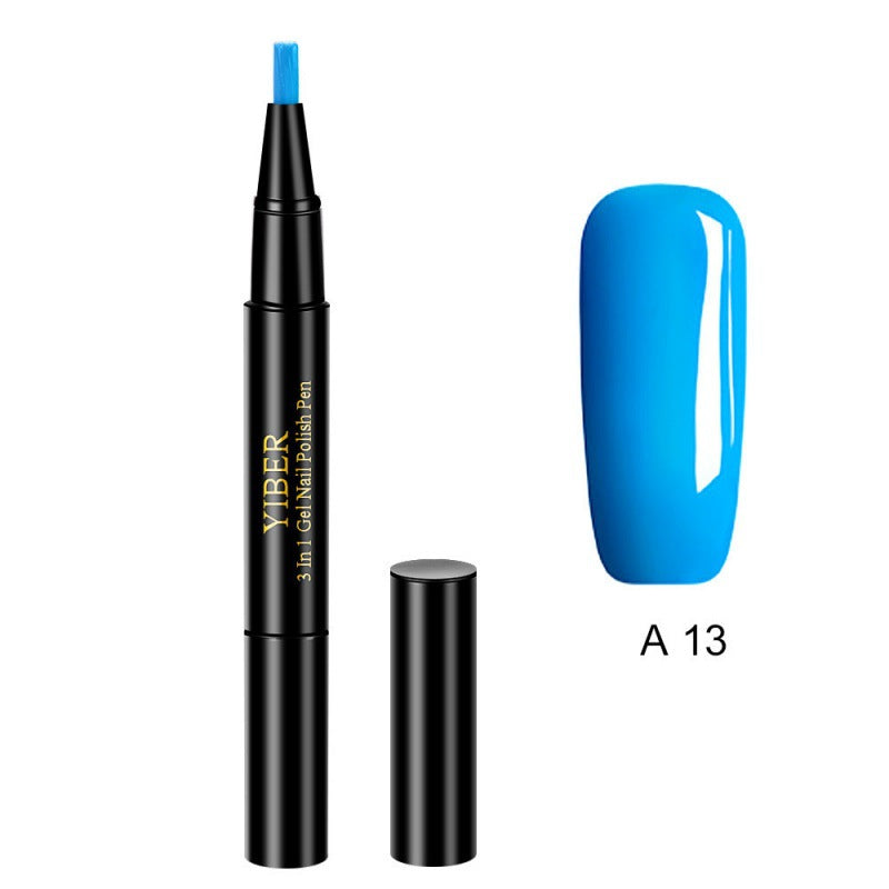 5pcs Nail Polish Pen 3 In 1 One Step Glue Pen Multicolor