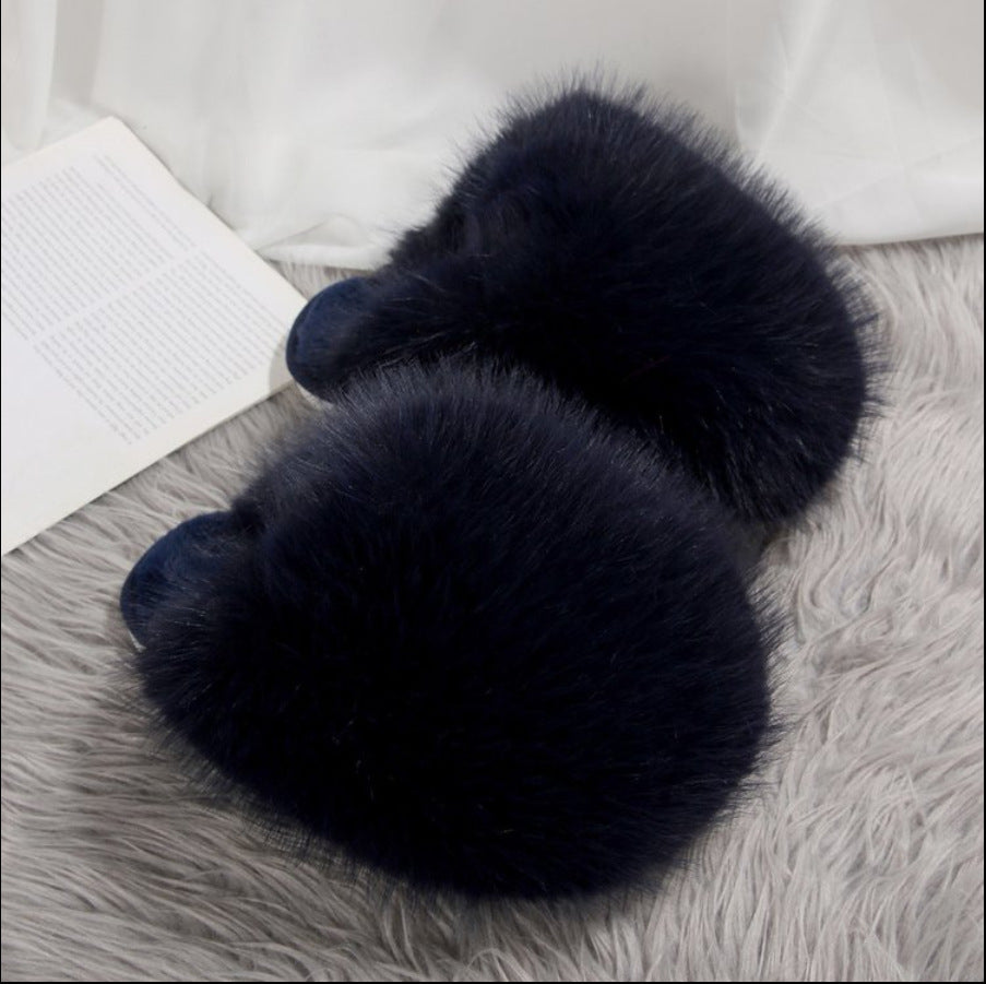 Large Size Solid Color Fluffy Soft Bottom Winter Baotou Home Warm Multi-color Cotton Slippers