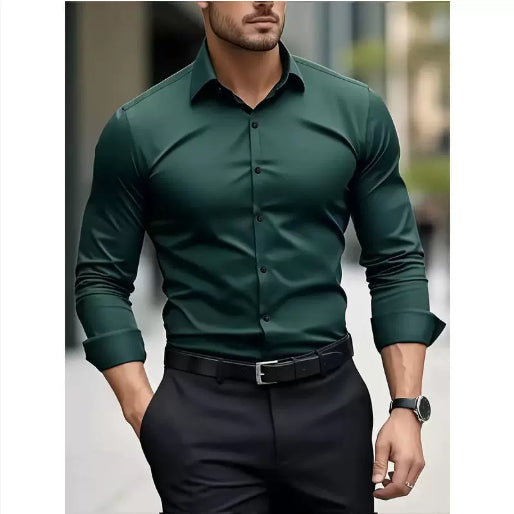 Men's Pigment Business Casual Long Sleeve Shirt