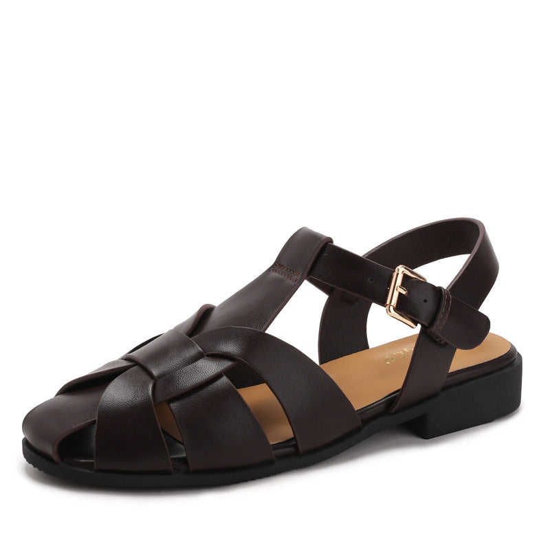 Baotou vævede piggyback-rem vintage sandaler ny stil