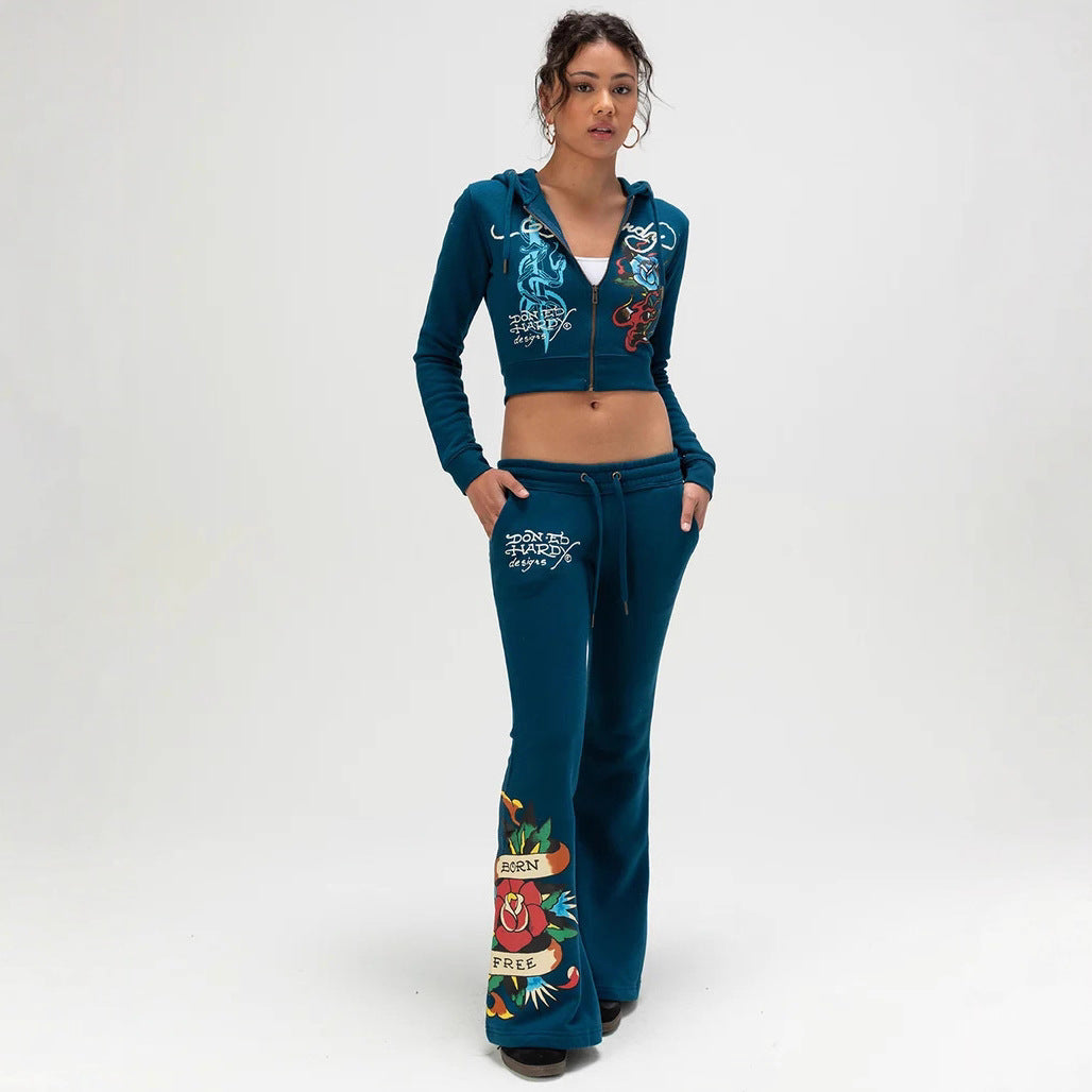 Trendy Flared Pants With A Printed Design