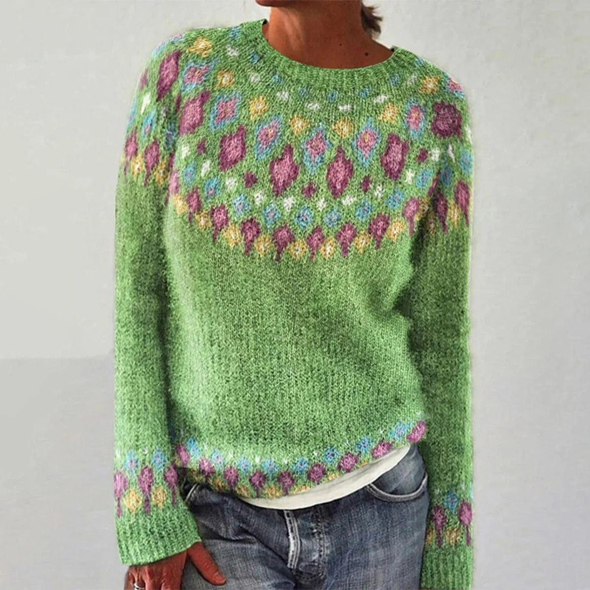 Round Neck Multicolor Loose Fashion Pullover Sweater
