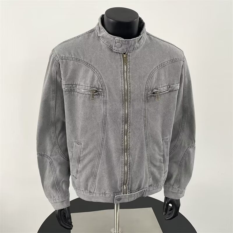 Herre Heavy-Duty Vasket Og Slidt Denimjakke