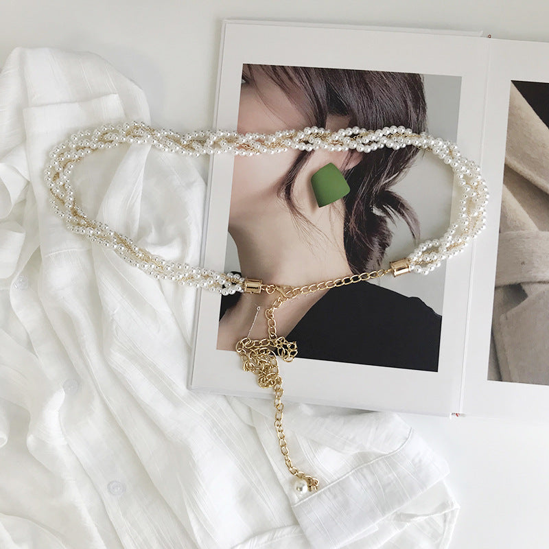 Simple Four Seasons Versatile Beaded Women's Metal Waist Chain