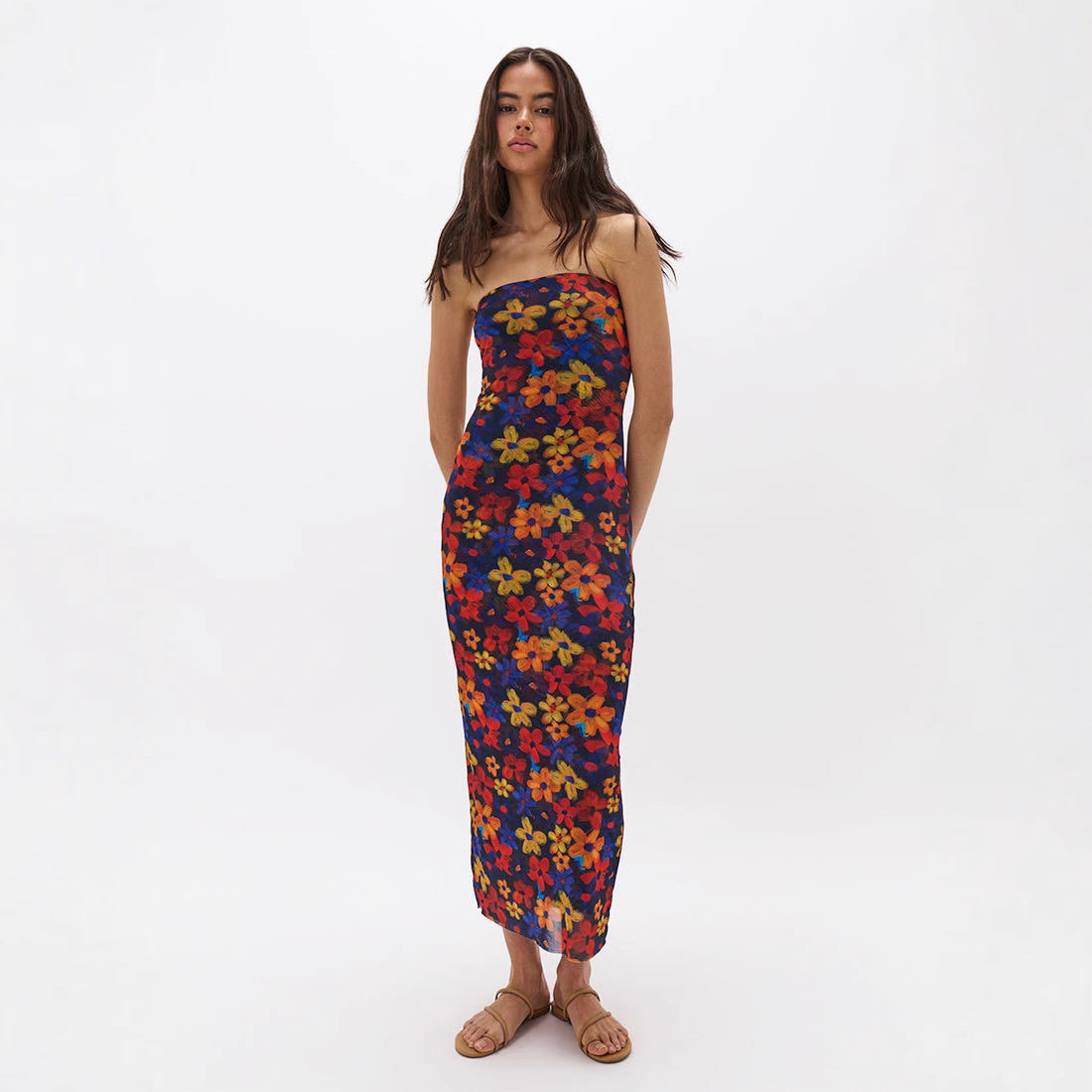 Sleeveless Off-shoulder Halterneck Sexy Backless Printed Dress