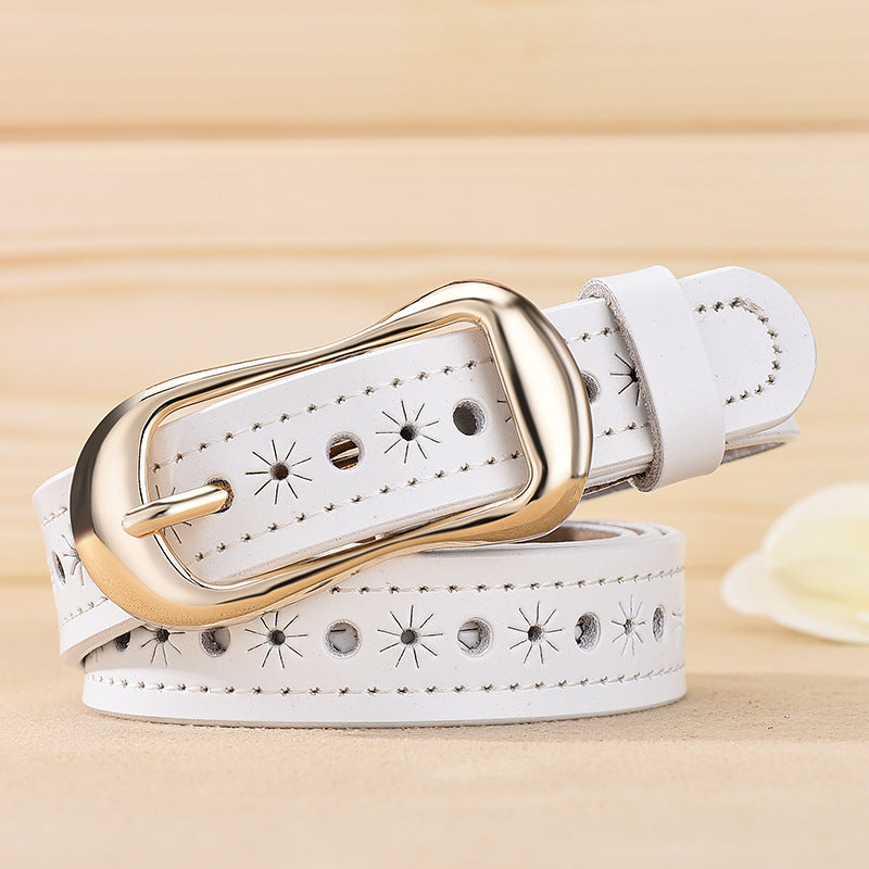 Women's Fashion Versatile Leather Hollow Belt