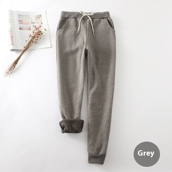 Autumn And Winter Fleece-lined Thickened Casual Pants Women's Pearl Velvet Sweatpants