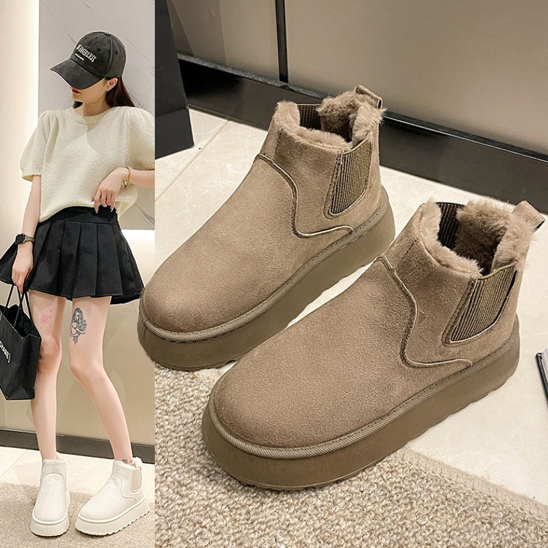 Fleece-lined Plus Size Short Boots Cotton Shoes Women's Cotton Snow Boots