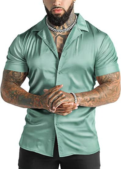 Men's Disco Short Sleeve Shirt Casual Men's Short-sleeved Shirt