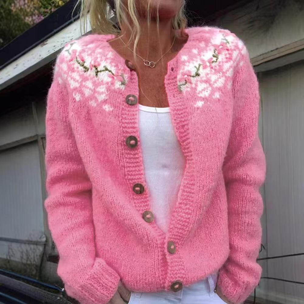 Cardigan Color-blocked Loose-fitting Fashionable Knitwear