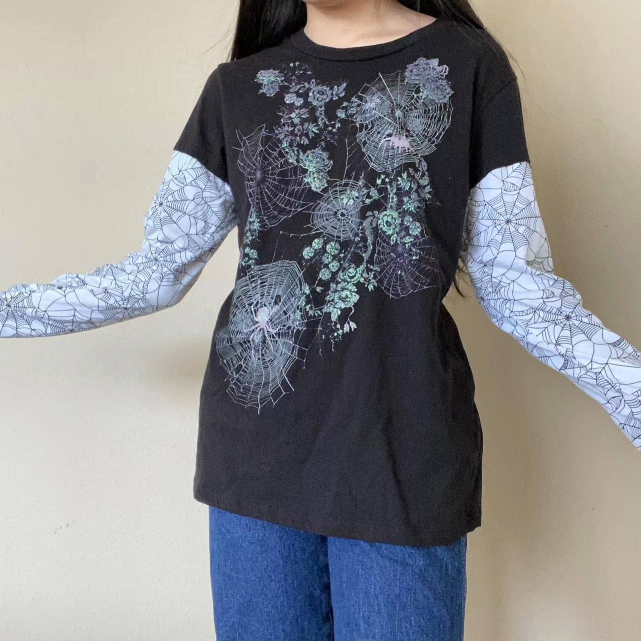 Women's False Two-piece Patchwork Long Sleeve