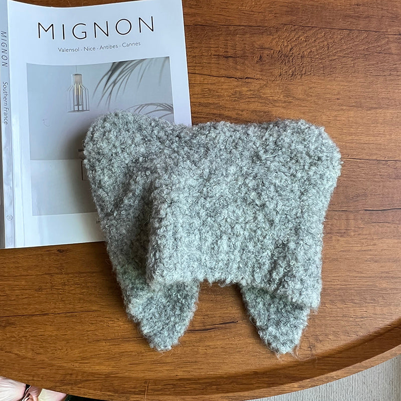 Warm Ear Protection Wool Blended Bear Ear Knitted Hat